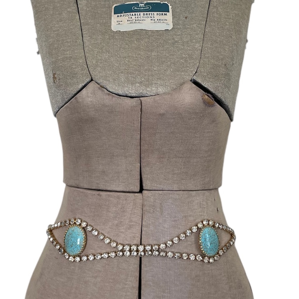 Vintage Juliana Delizza & Elster D&E Rhinestone Turquoise Gold Belt - Picture 5 of 13